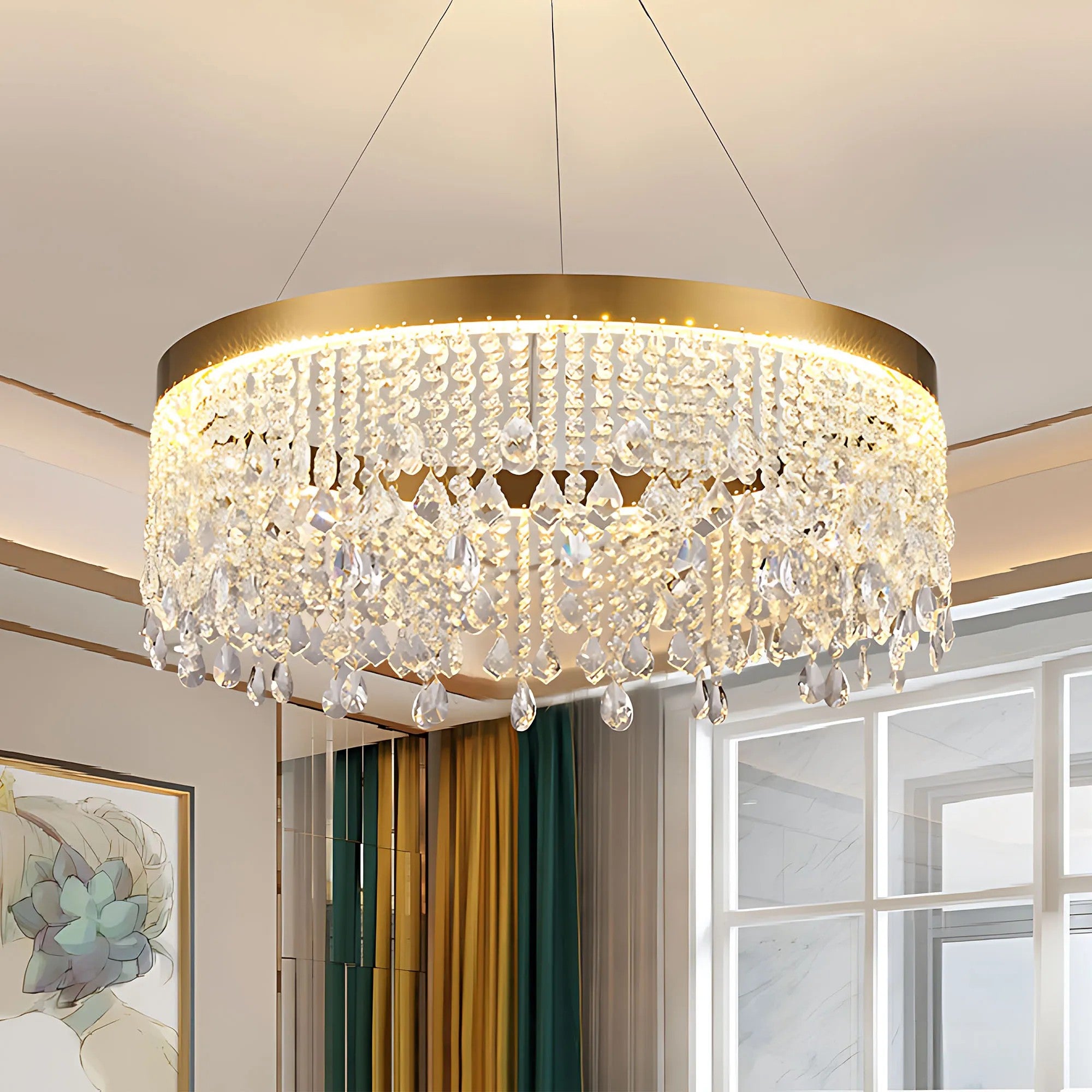 LAMPA SUFITOWA WISZĄCA LED APP1731-1CP Złota 60cm 9