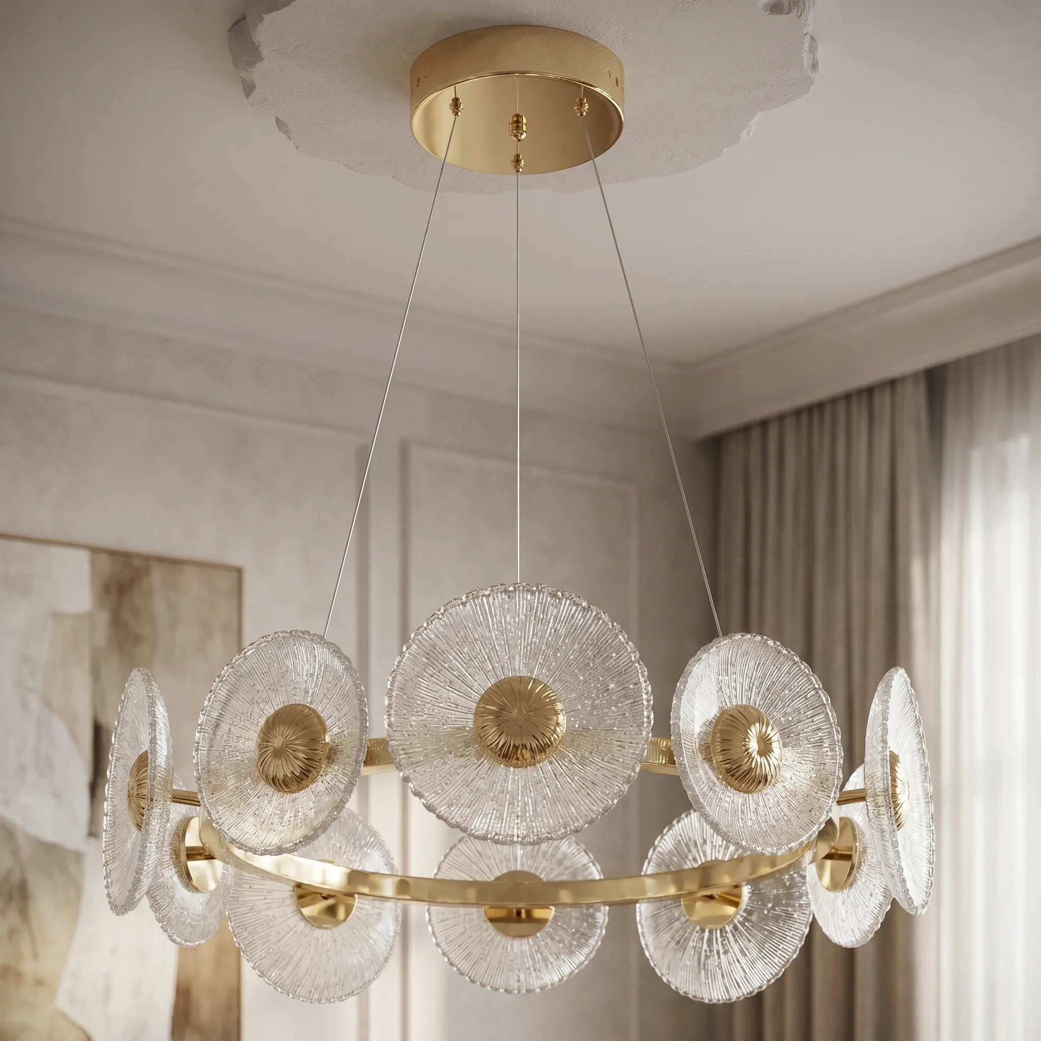 LAMPA SUFITOWA WISZĄCA SWE071-CP 60cm ZŁOTA 9