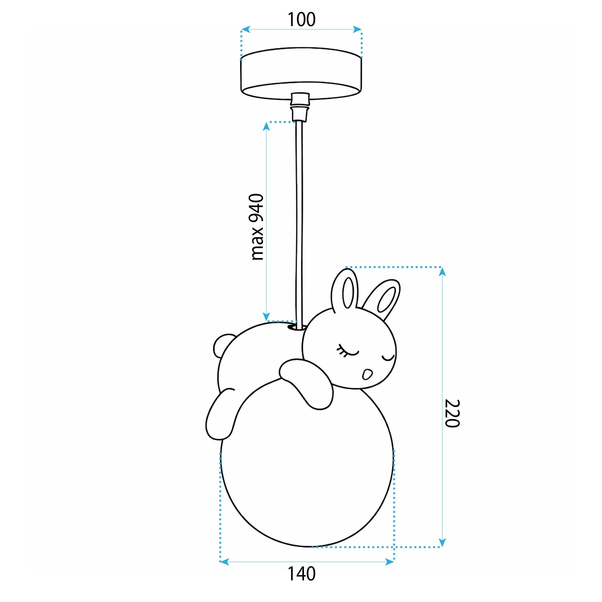 LAMPA SUFITOWA WISZĄCA ŚPIĄCY KRÓLICZEK G164-1CP 9