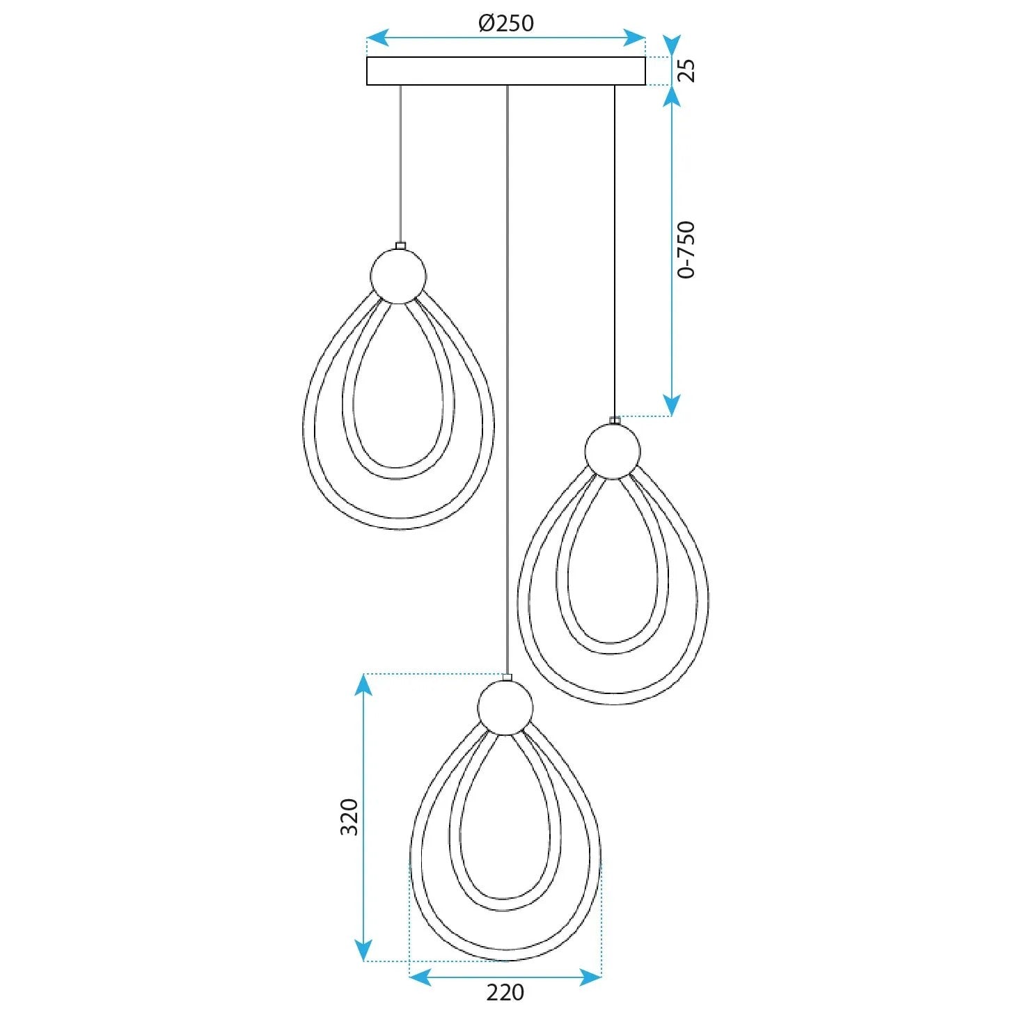 LAMPA WISZĄCA LED G022-3CPR CZARNA 9