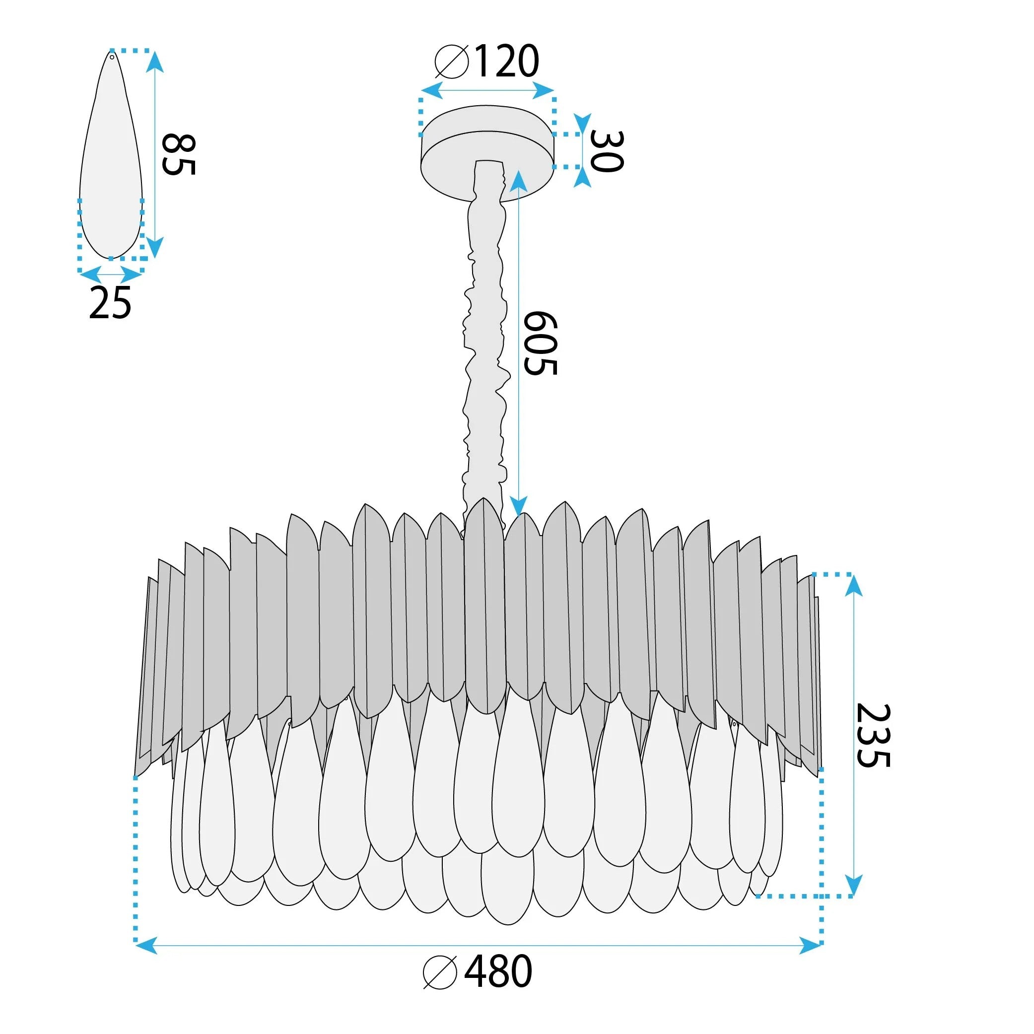Lampa Sufitowa Wisząca APP1657-8CP Czarna 9