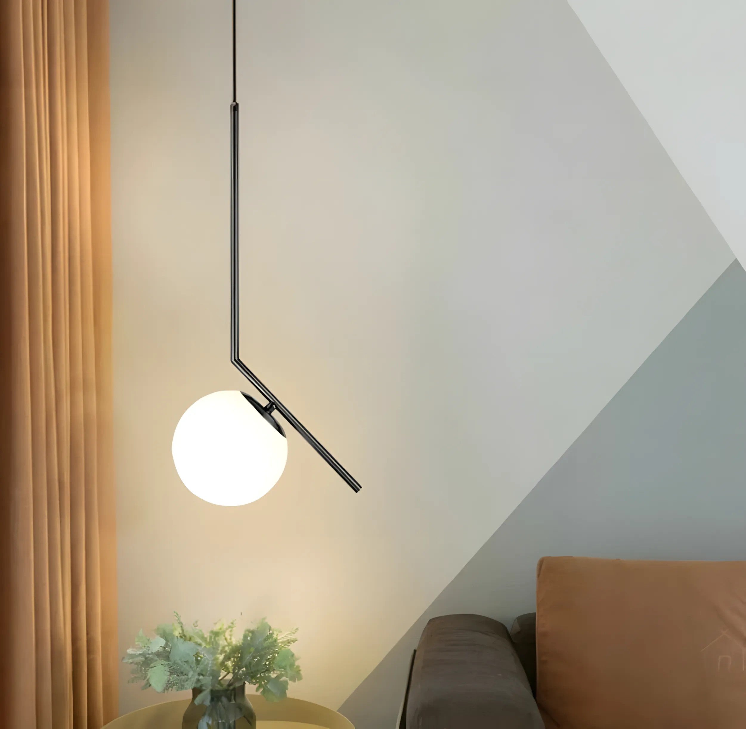 Lampa Sufitowa Wisząca Szklana Kula G107-1W Czarna Biała 9