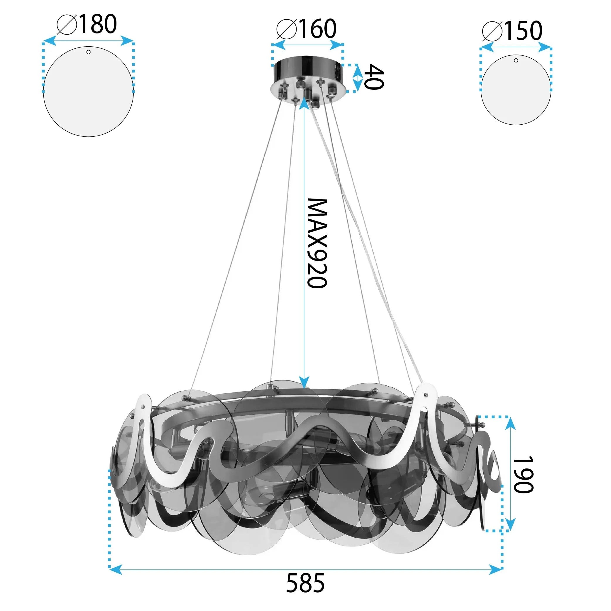 Lampa Sufitowa Wisząca APP1545-8CP Złota Szczotkowana 9