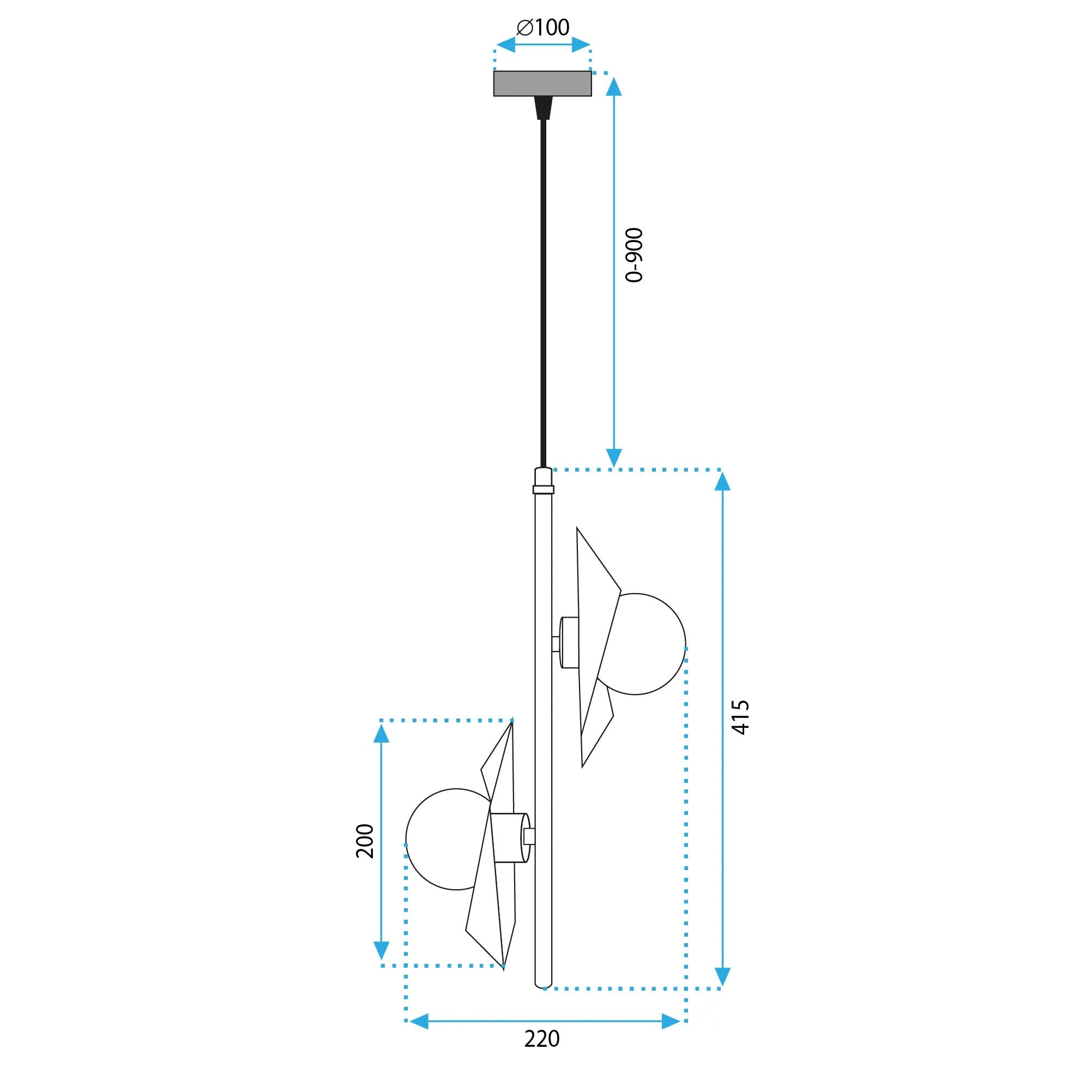 LAMPA SUFITOWA WISZĄCA APP1410-CP CZARNO/ZŁOTA 9