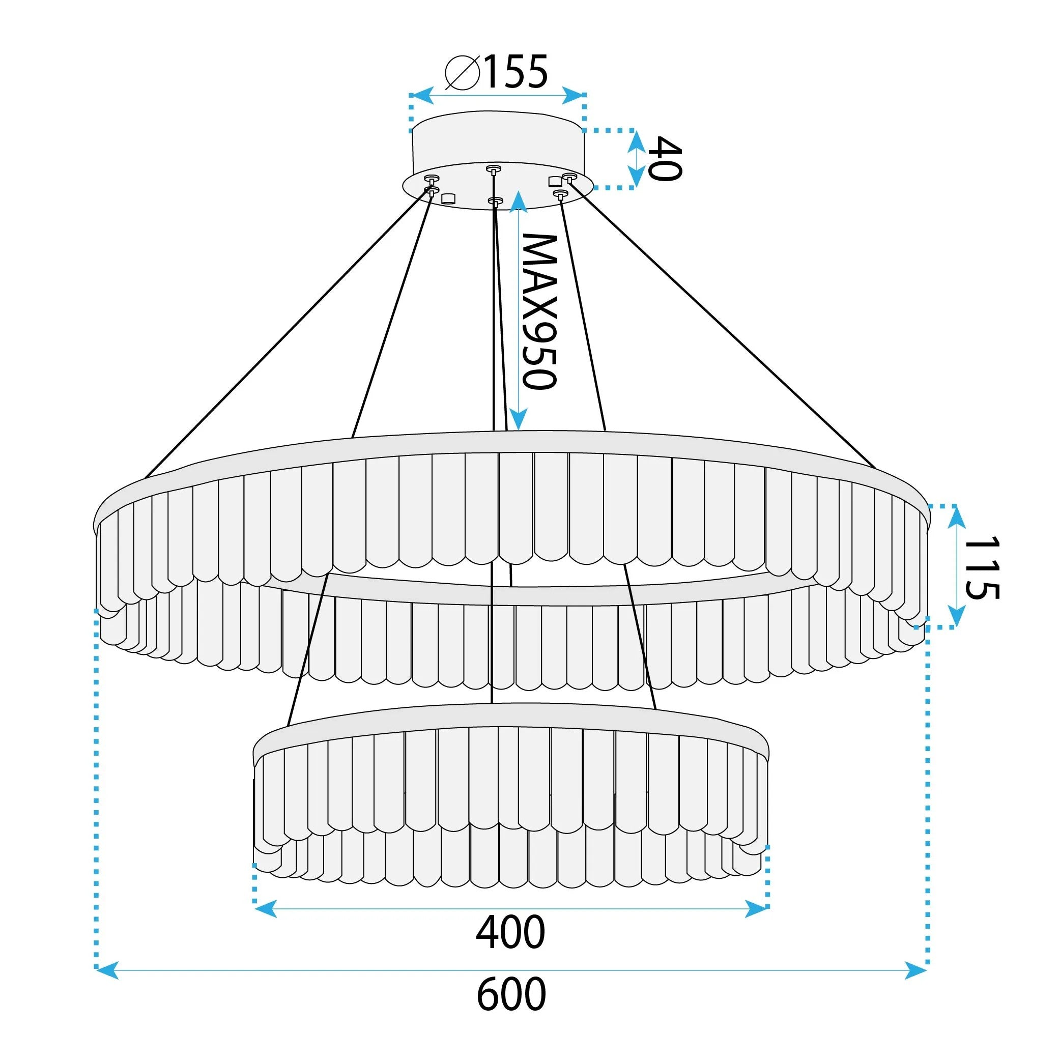 Lampa Wisząca LED APP1750-CP Złota + Pilot 9