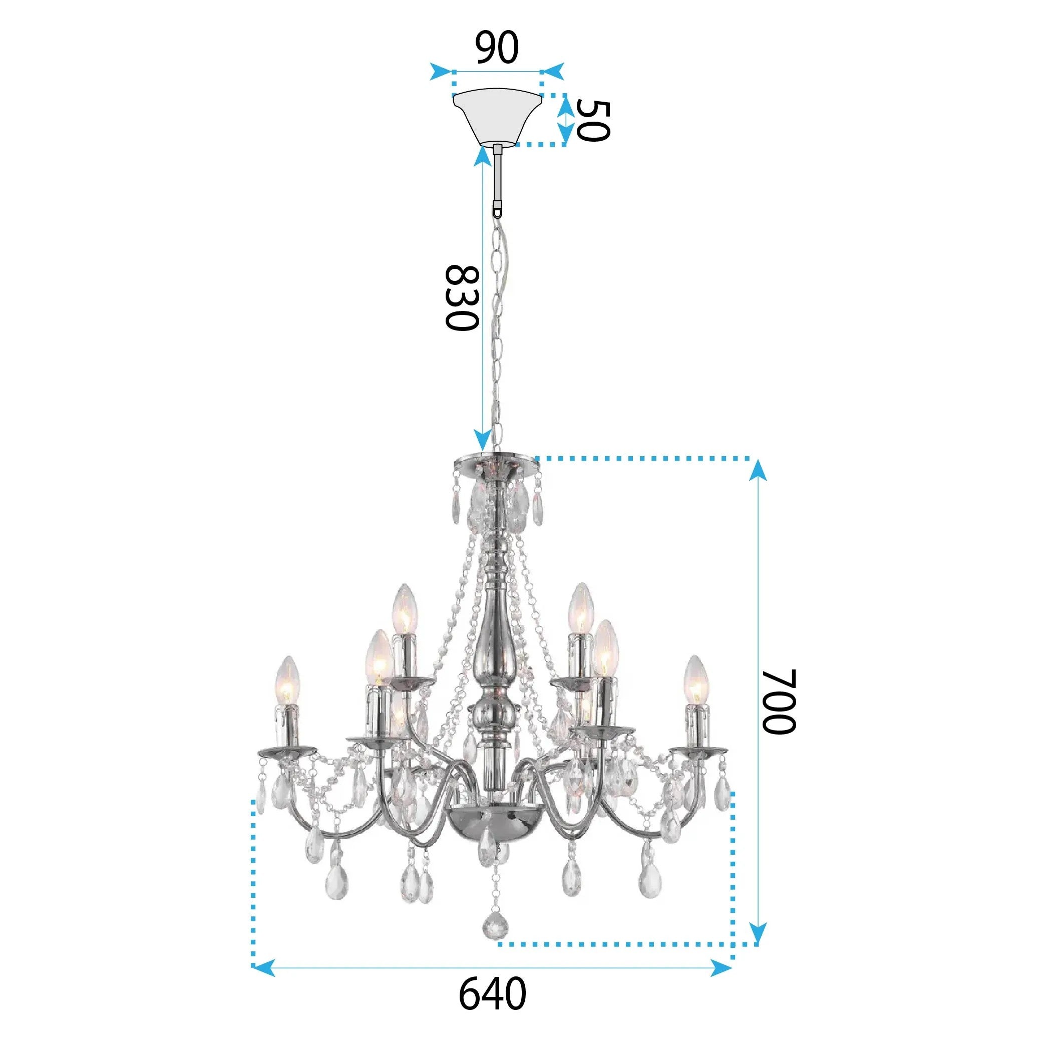 LAMPA SUFITOWA WISZĄCA EBT016-9CP CHROM 9