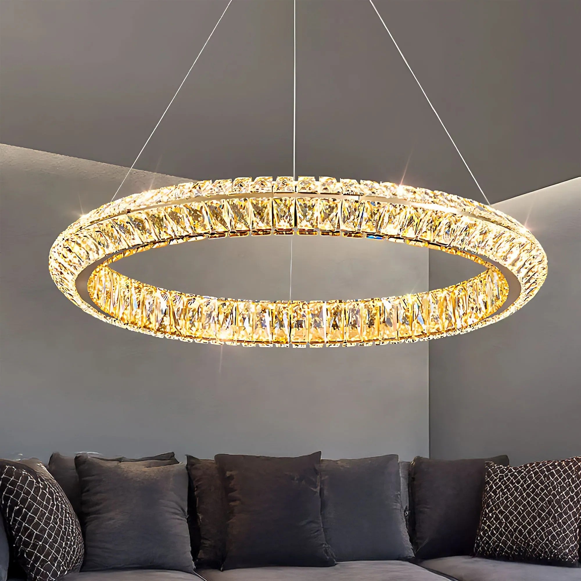 LAMPA SUFITOWA WISZĄCA LED APP1769-CP Złota 80cm 9