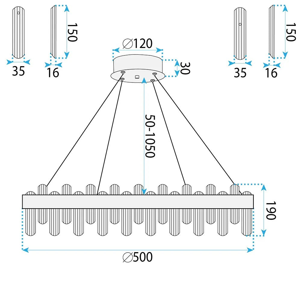 Lampa Wisząca LED Z Kryształami SWE074-1CP 50cm Złoto Szczotkowane 9