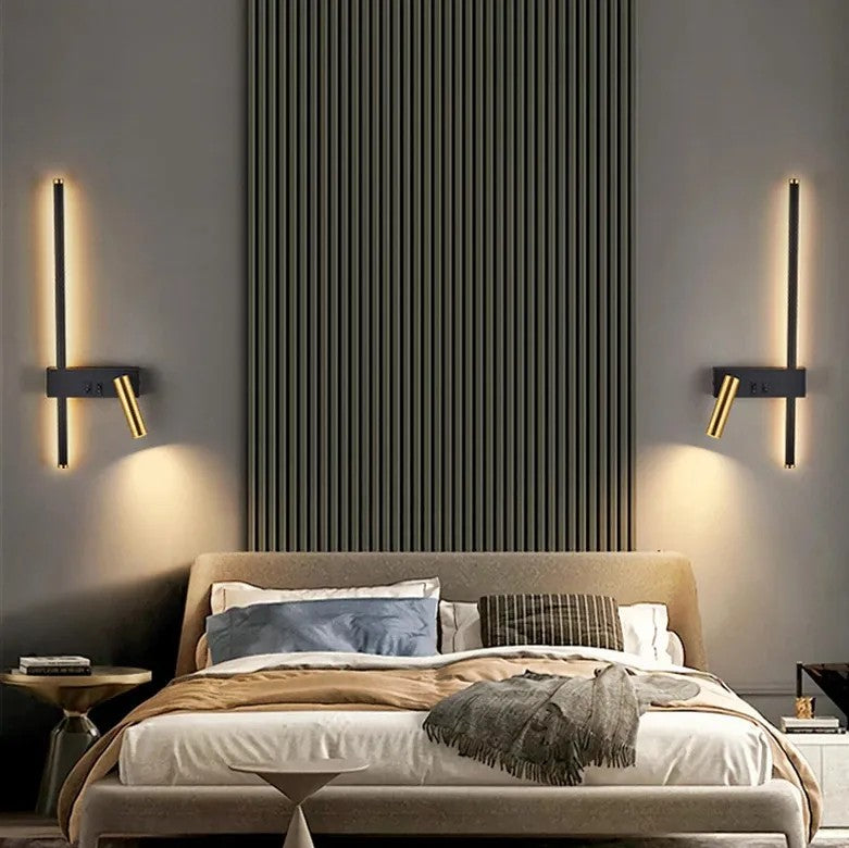 LAMPA ŚCIENNA KINKIET APP1439-2-W LEWY BLACK GOLD 9