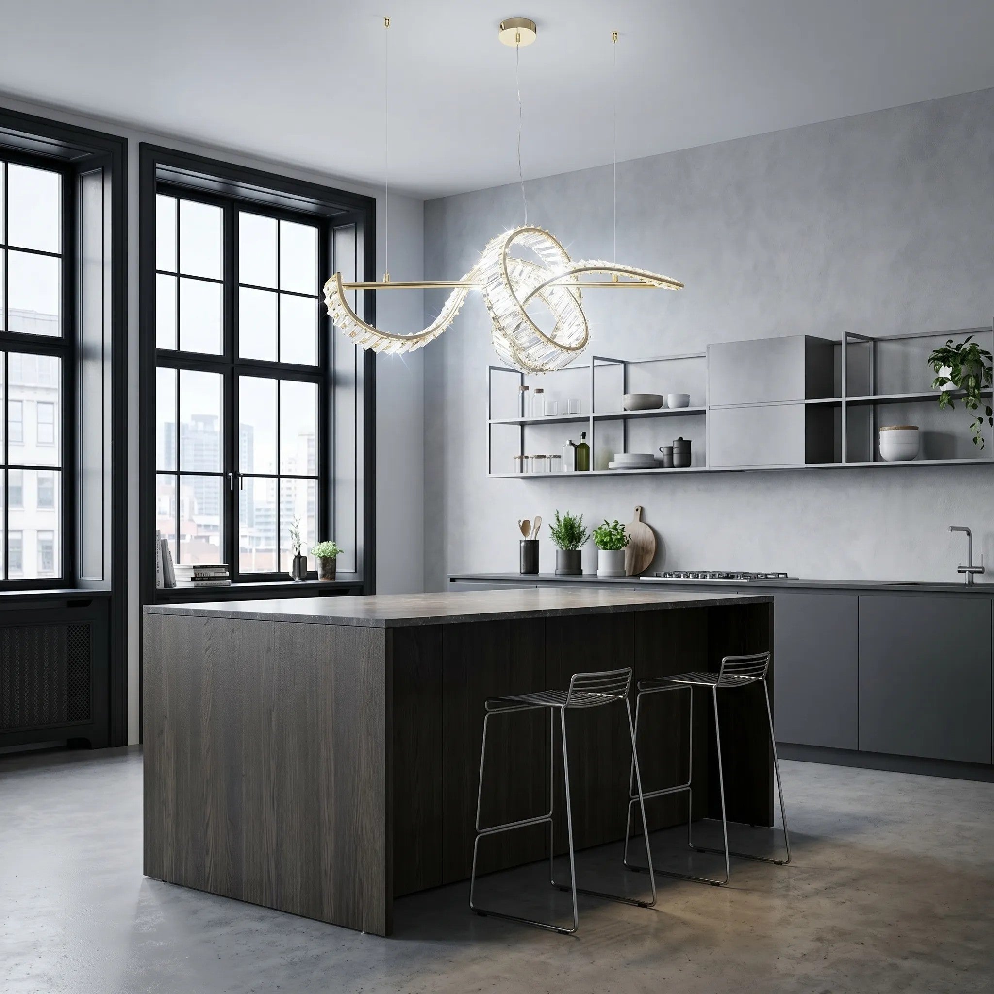 LAMPA SUFITOWA WISZĄCA KRYSZTAŁOWA LED SWE082-CP ZŁOTA 9