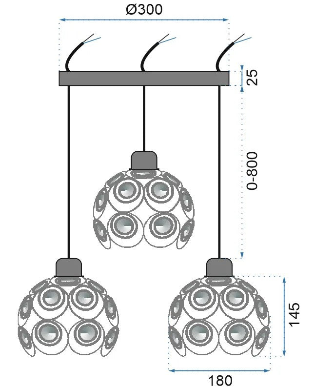 LAMPA WISZĄCA KULA KRYSZTAŁ APP209-3CPR 9