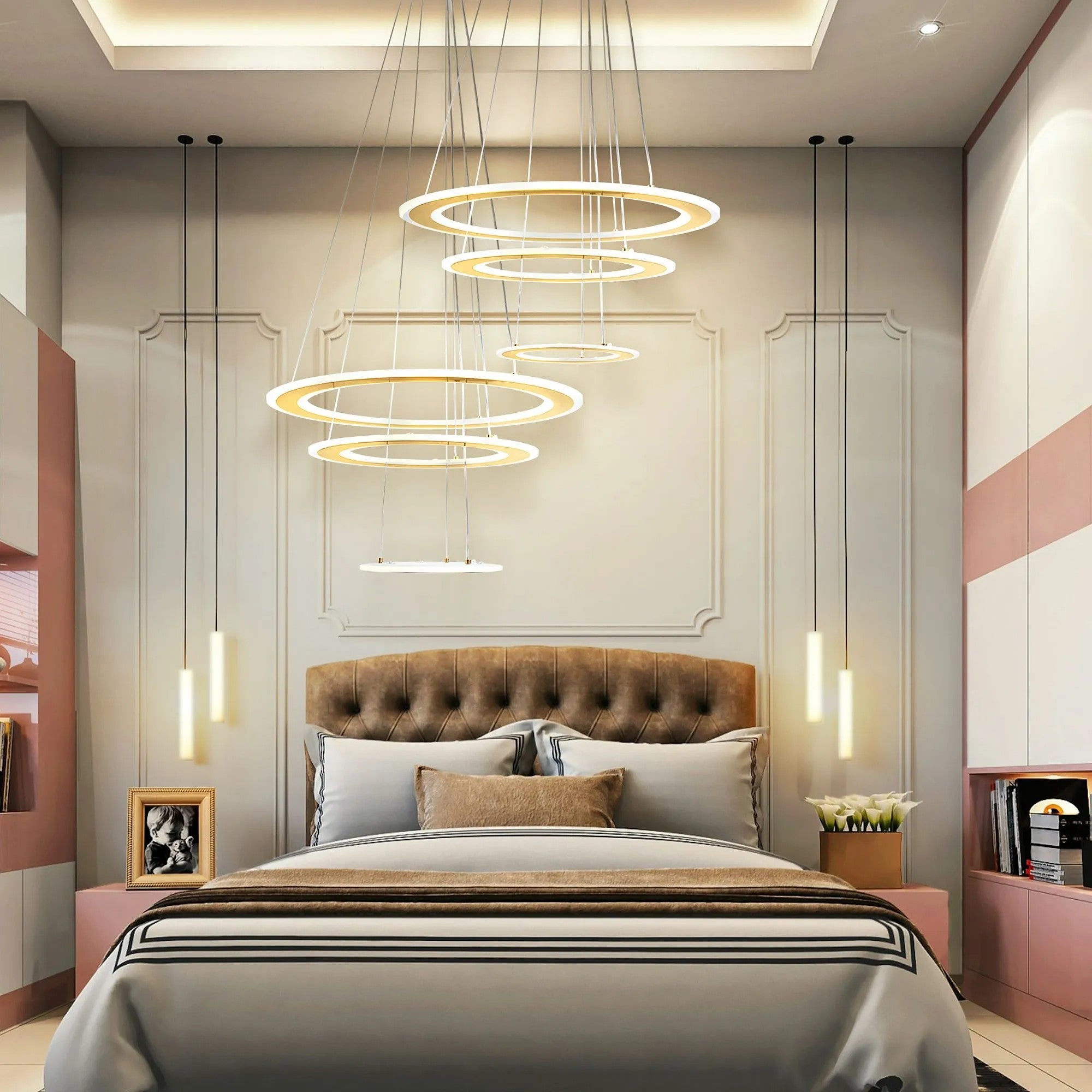 LAMPA SUFITOWA WISZĄCA LED G041-3CP Szczotkowane Złoto 9