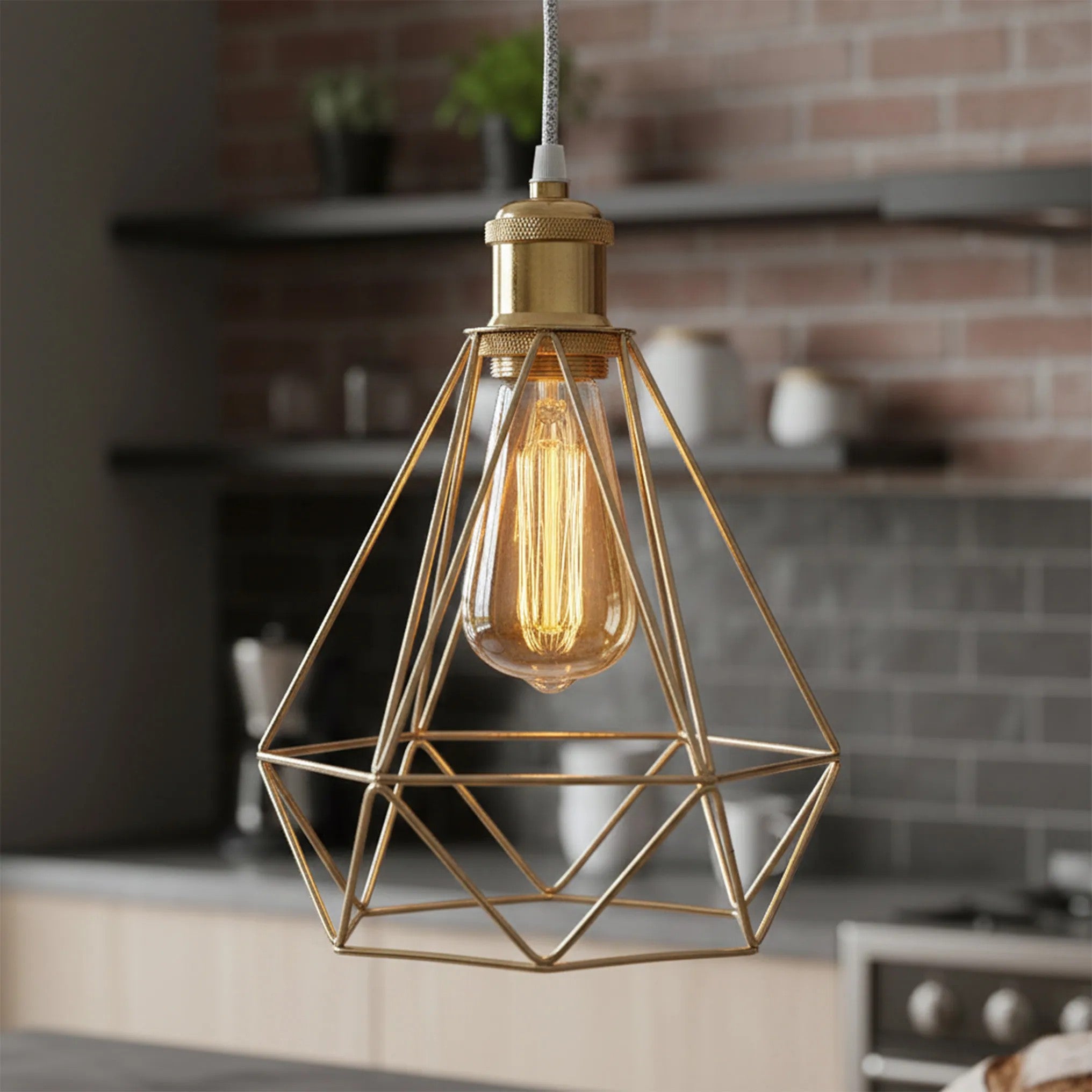 LAMPA WISZĄCA DIAMENT 392197 Jasno Złota 9