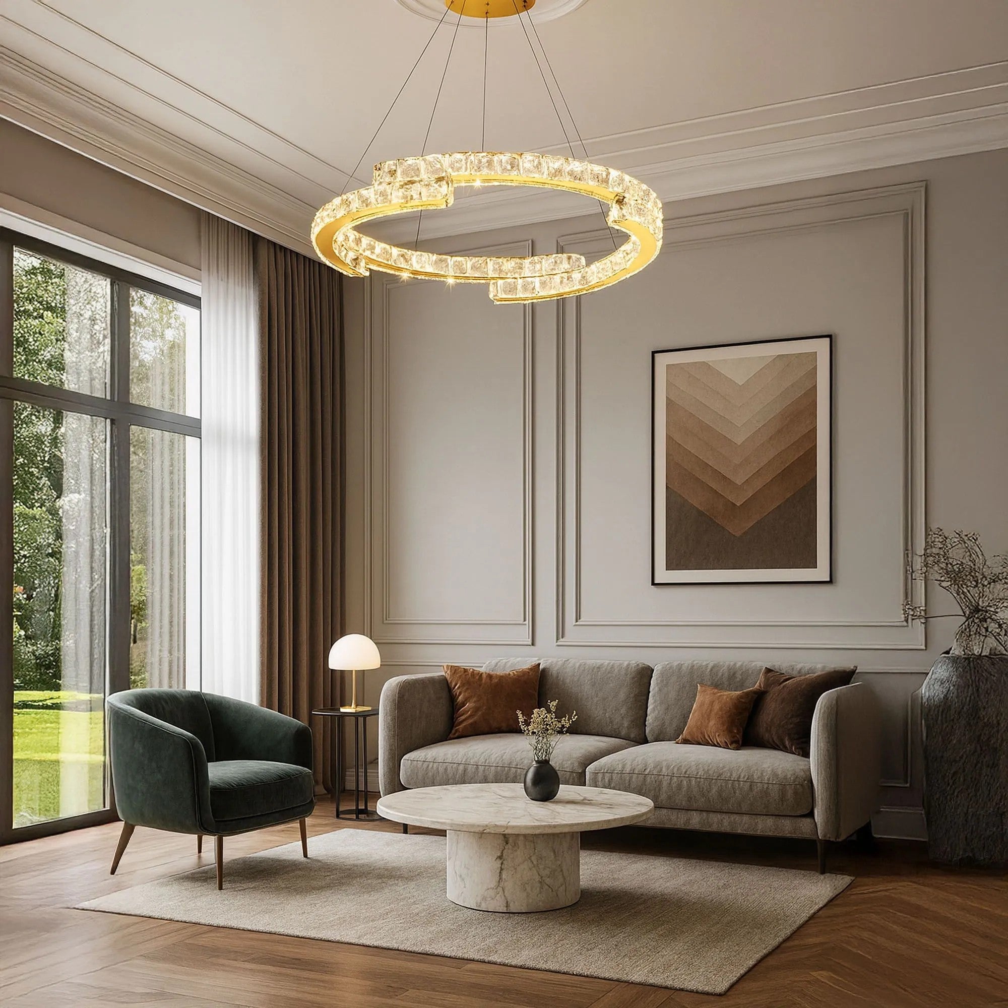 LAMPA SUFITOWA WISZĄCA LED APP1771-CP ZŁOTA 60cm 9
