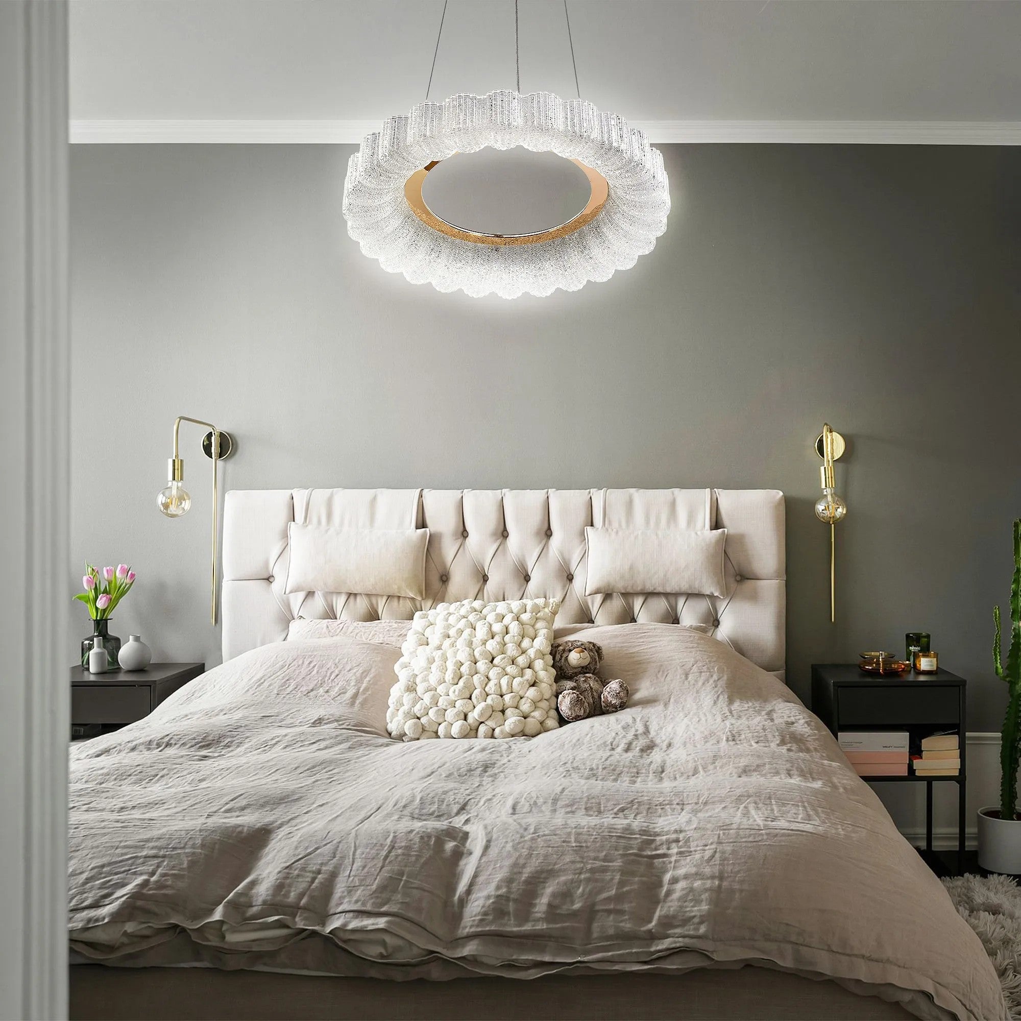 LAMPA WISZĄCA LED MS018-CP Różowe Złoto 40cm 9