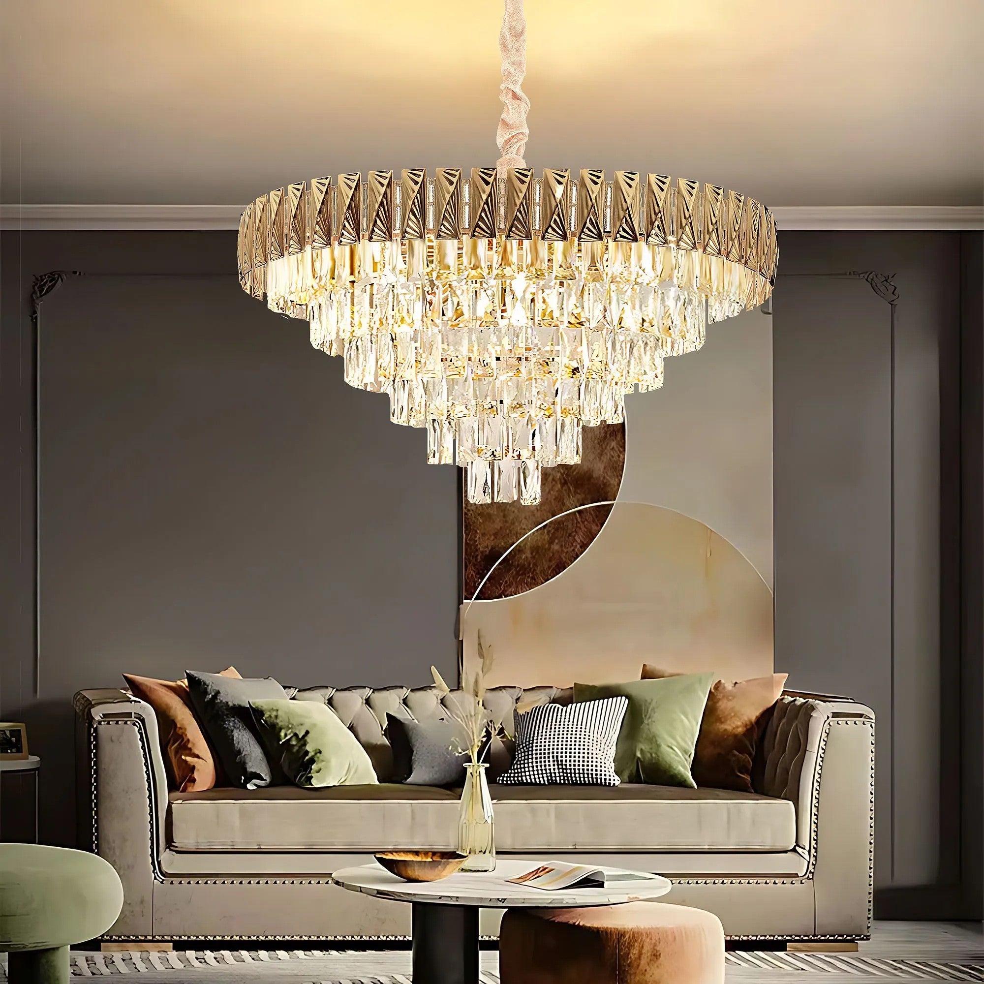 Lampa Wisząca Z Kryształami G061-CP 80CM ZŁOTA 9