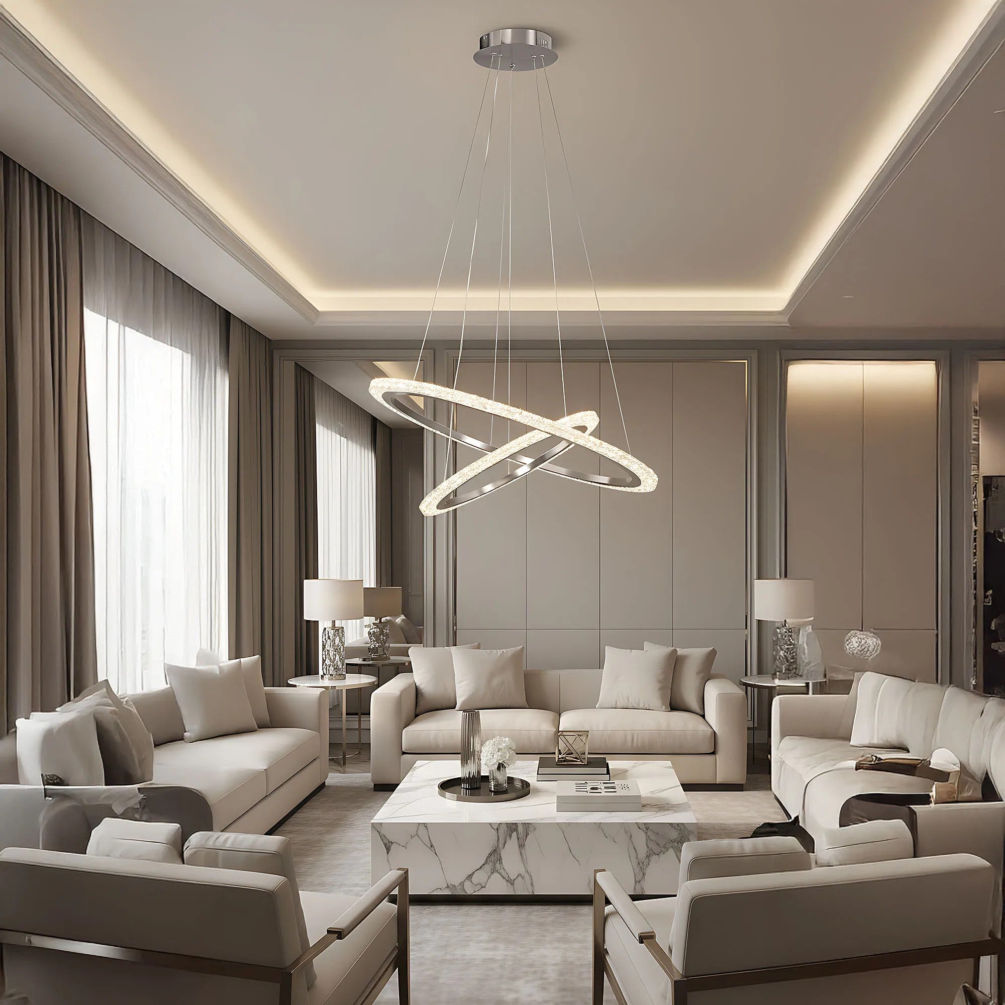 LAMPA SUFITOWA WISZĄCA LED LHJ045-CP2 NIKIEL SZCZOTKOWANY 9