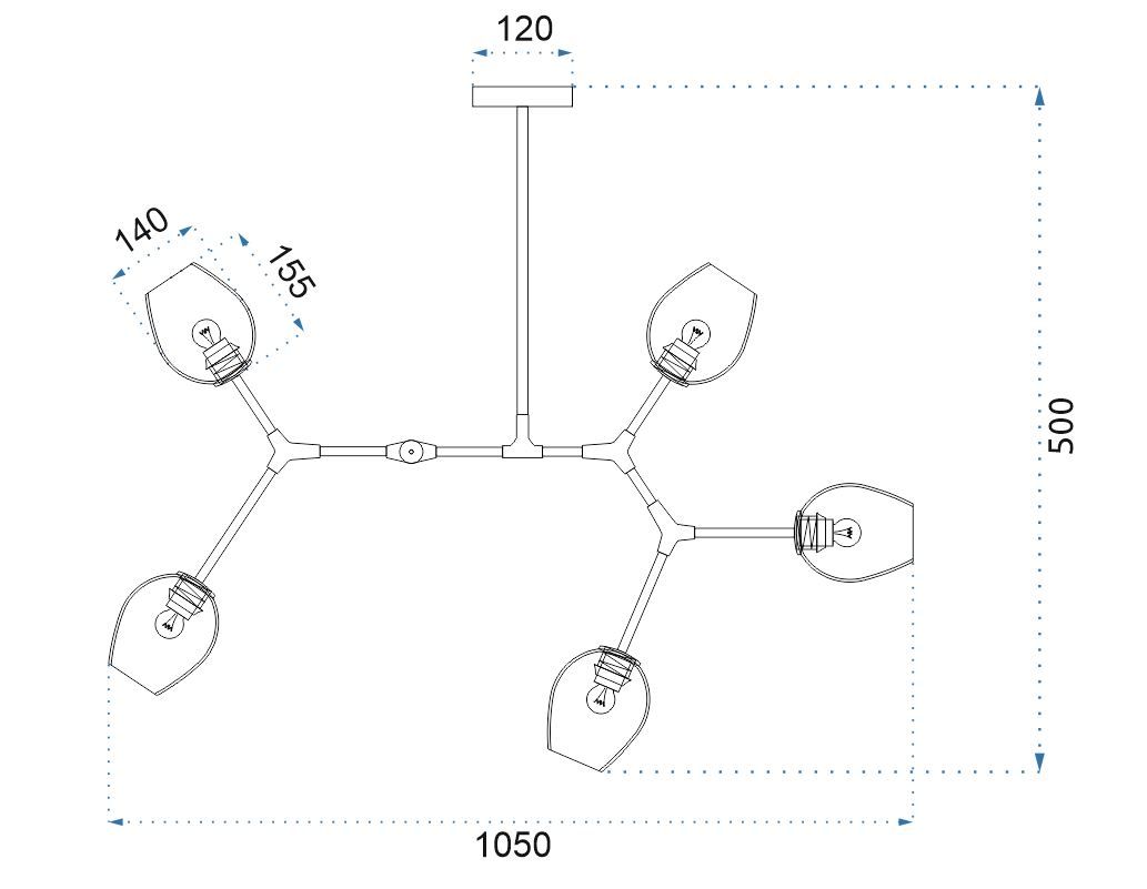 Lampa Wisząca Szklane Kule 5 Ramion APP504-5C Czarna