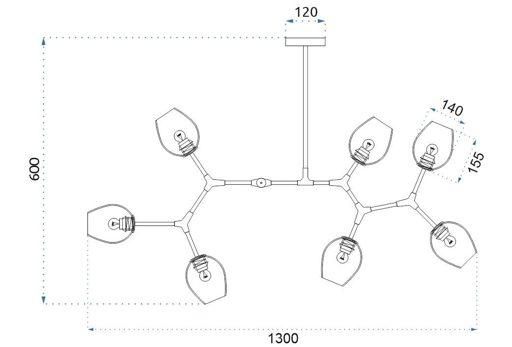 Lampa Wisząca Szklane Kule 7 Ramion APP507-7C Złota
