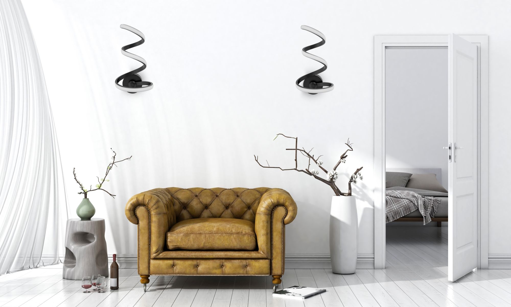 Lampa Ścienna Kinkiet Led Spring Up App829-w Czarny Matt