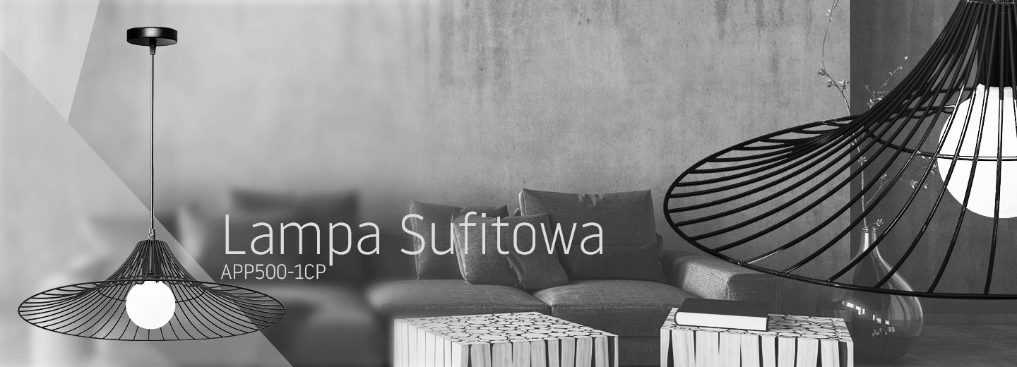 Lampa Sufitowa Wisząca Płaska Okrągła Loft  APP500-1CP Czarna