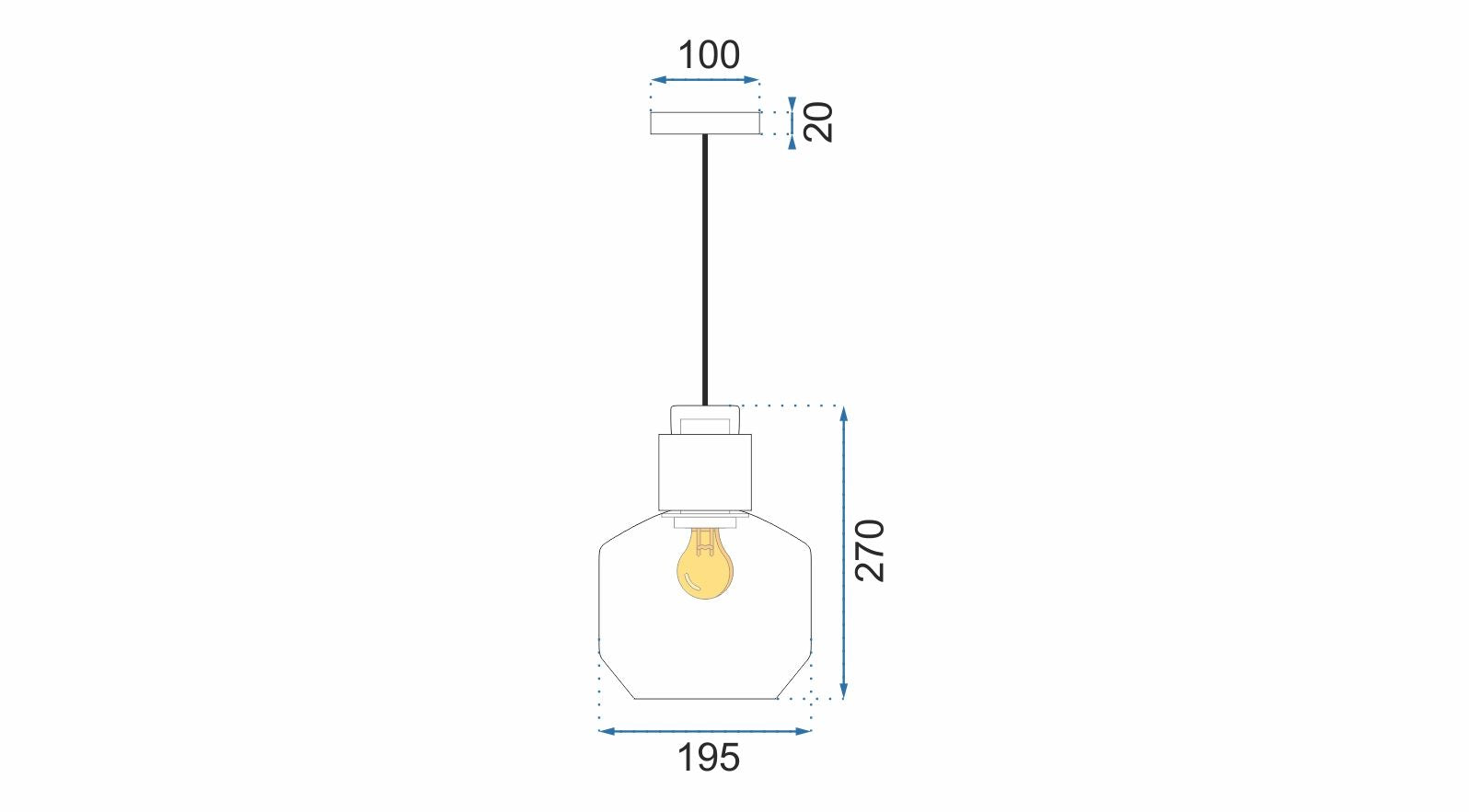 Lampa sufitowa szkalana APP433-1CP Niebieska