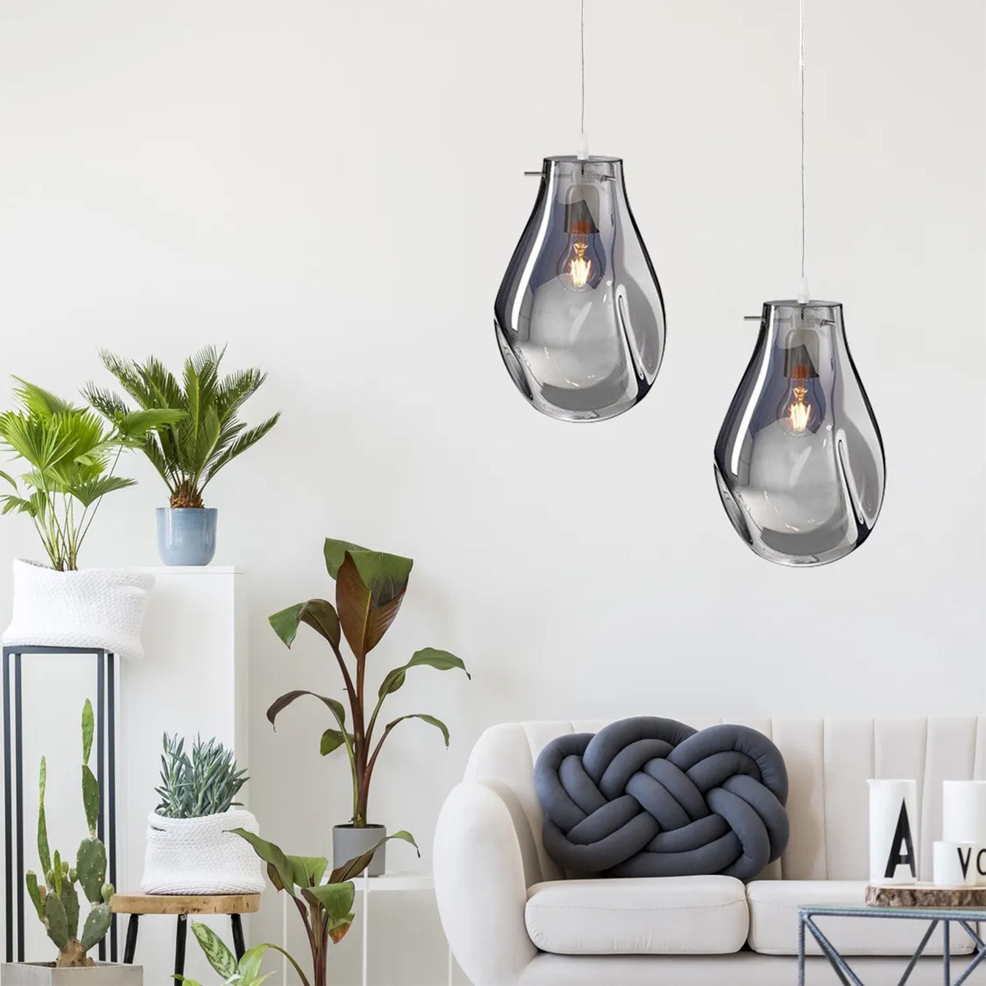 Lampa Sufitowa Wisząca Szklana APP329-1CP SREBRNA