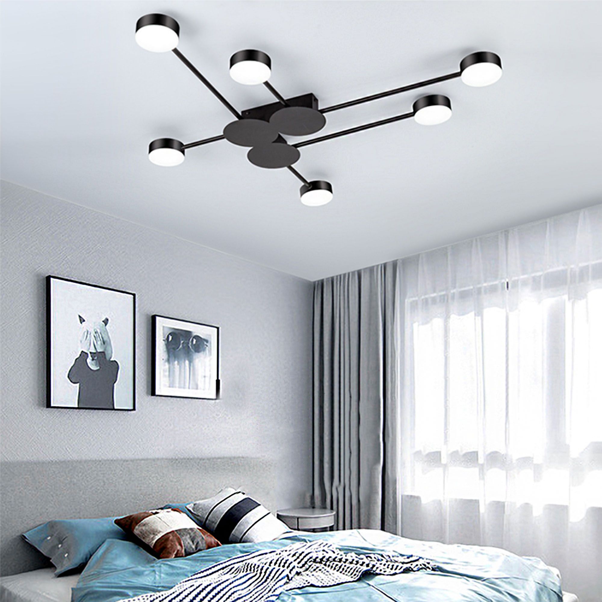 Lampa Sufitowa Nowoczesna 6-ramienna Led App521-6c Czarna