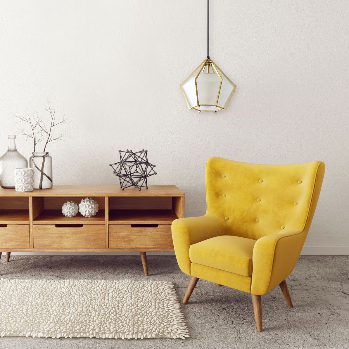 Lampa Wisząca Sufitowa Diament Szklana APP451-1CP Biała