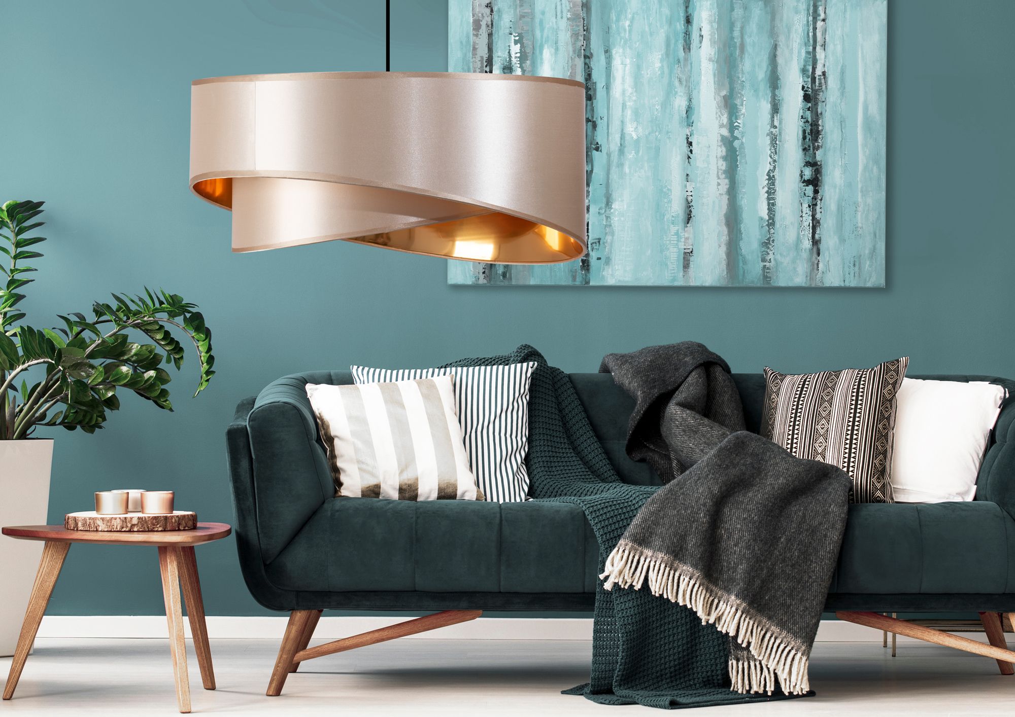 Lampa Wisząca  50cm APP970-1CP Beżowa