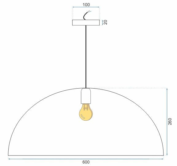 Lampa Sufitowa Wisząca Misa Metalowa 60cm APP380-1CP Czarna
