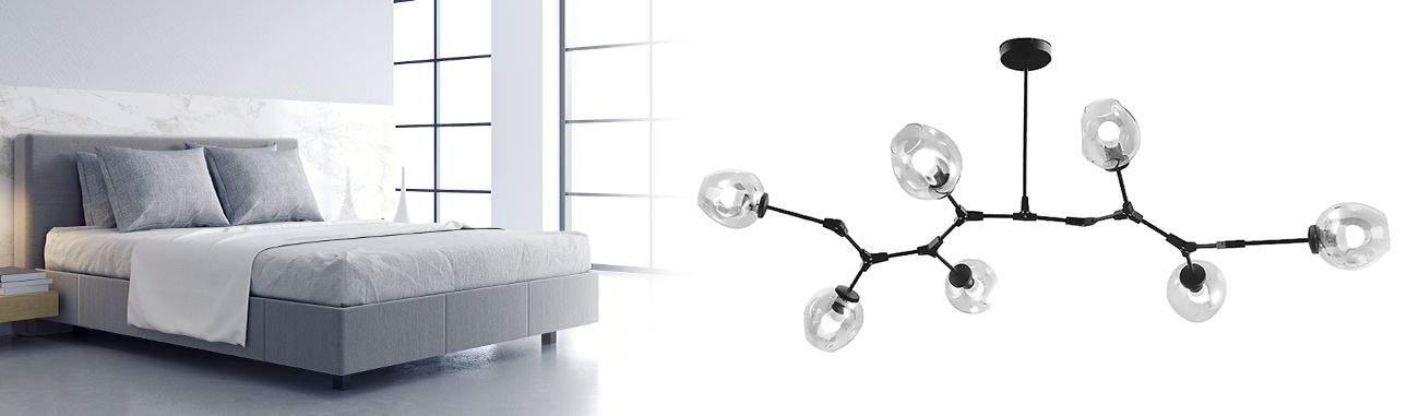 Lampa Wisząca Szklane Kule 7 Ramion APP505-7C Czarna 6