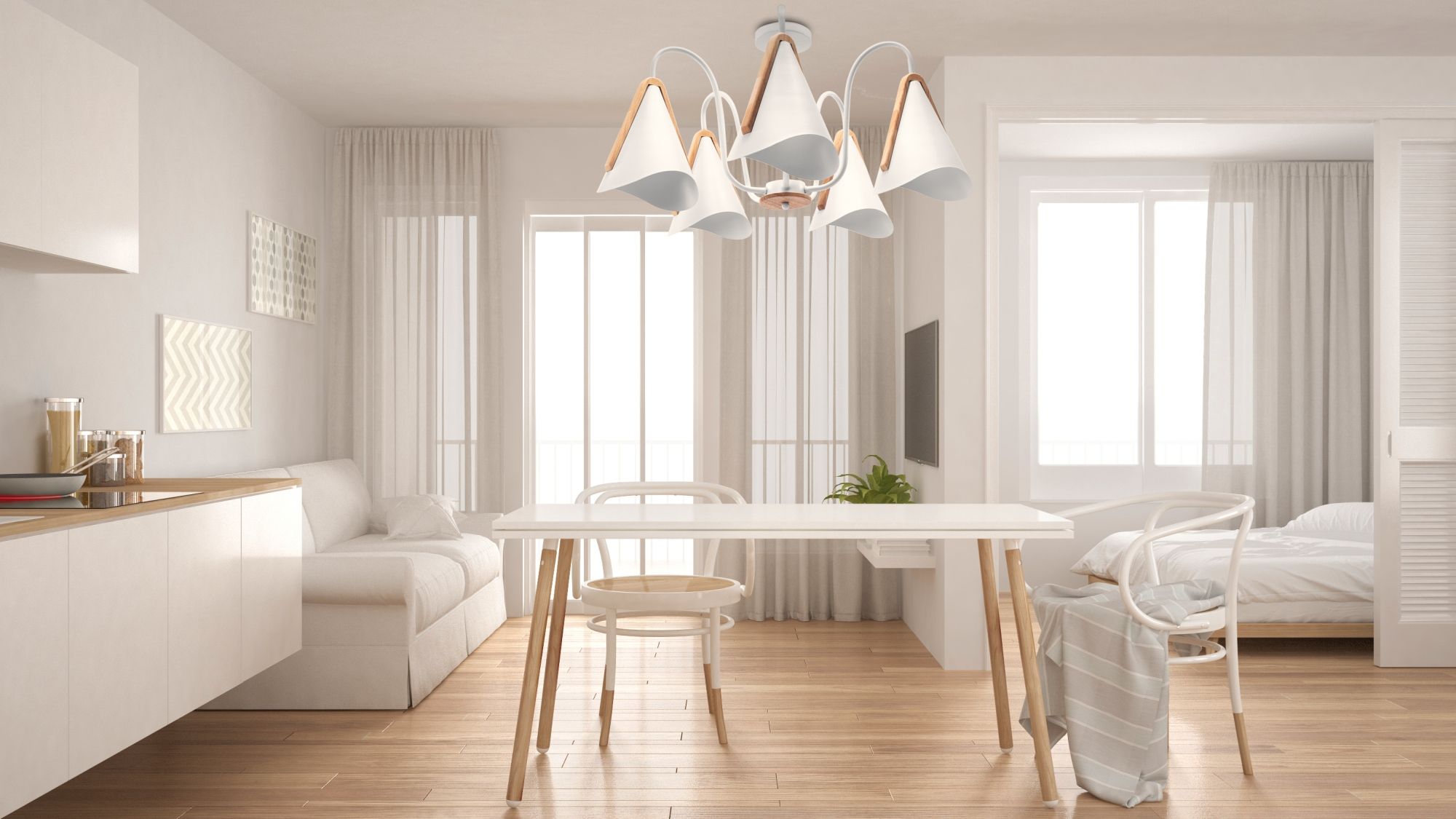 Lampa Sufitowa Skandynawska Pięcioramienna App606-5c Biała