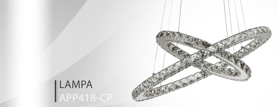 Lampa Sufitowa Kryształowa Ring 50+30cm pilot APP418-CP