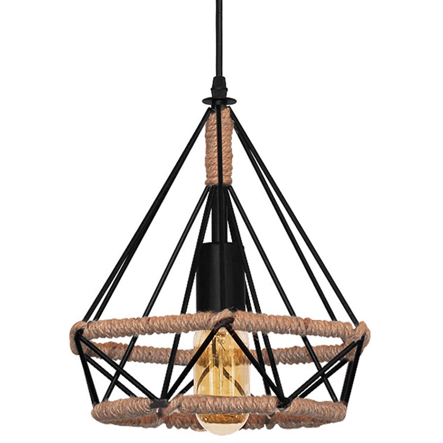 Lampa sufitowa geometryczna wisząca w stylu loft boho sznur APP679-1CP