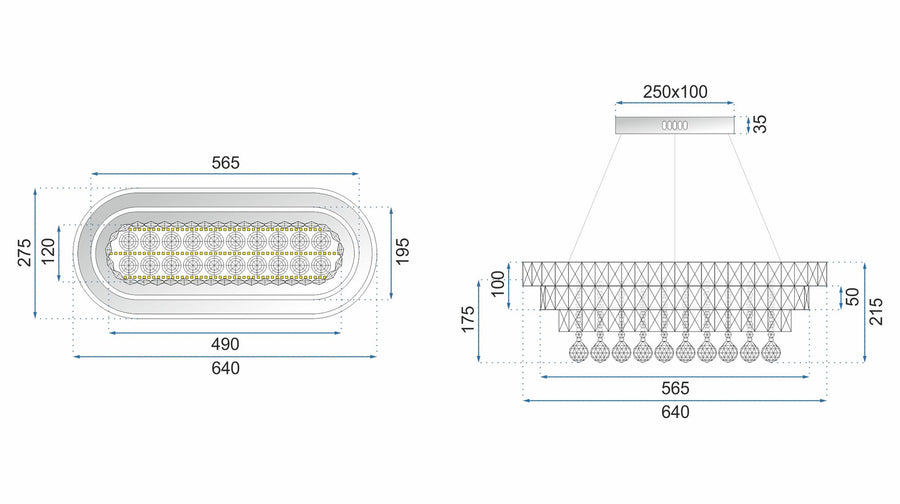 Lampa Sufitowa Wisząca Kryształowa  LED 102W pilot APP417-CP