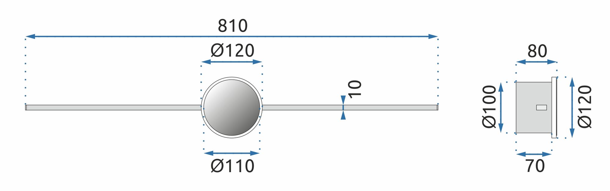 Kinkiet łazienkowy LED Round Gold 80cm APP844-1W