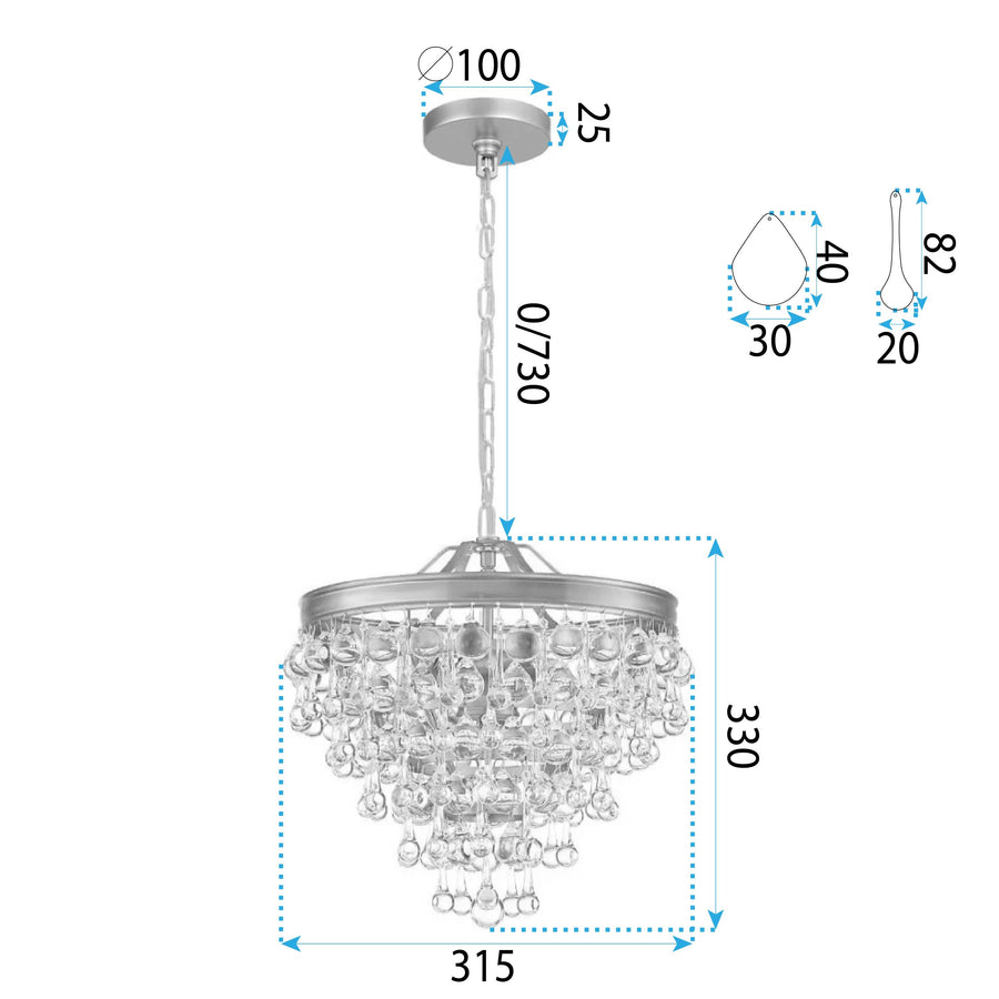 Lampa Kryształowa Wisząca APP1621-3CP Gold 7