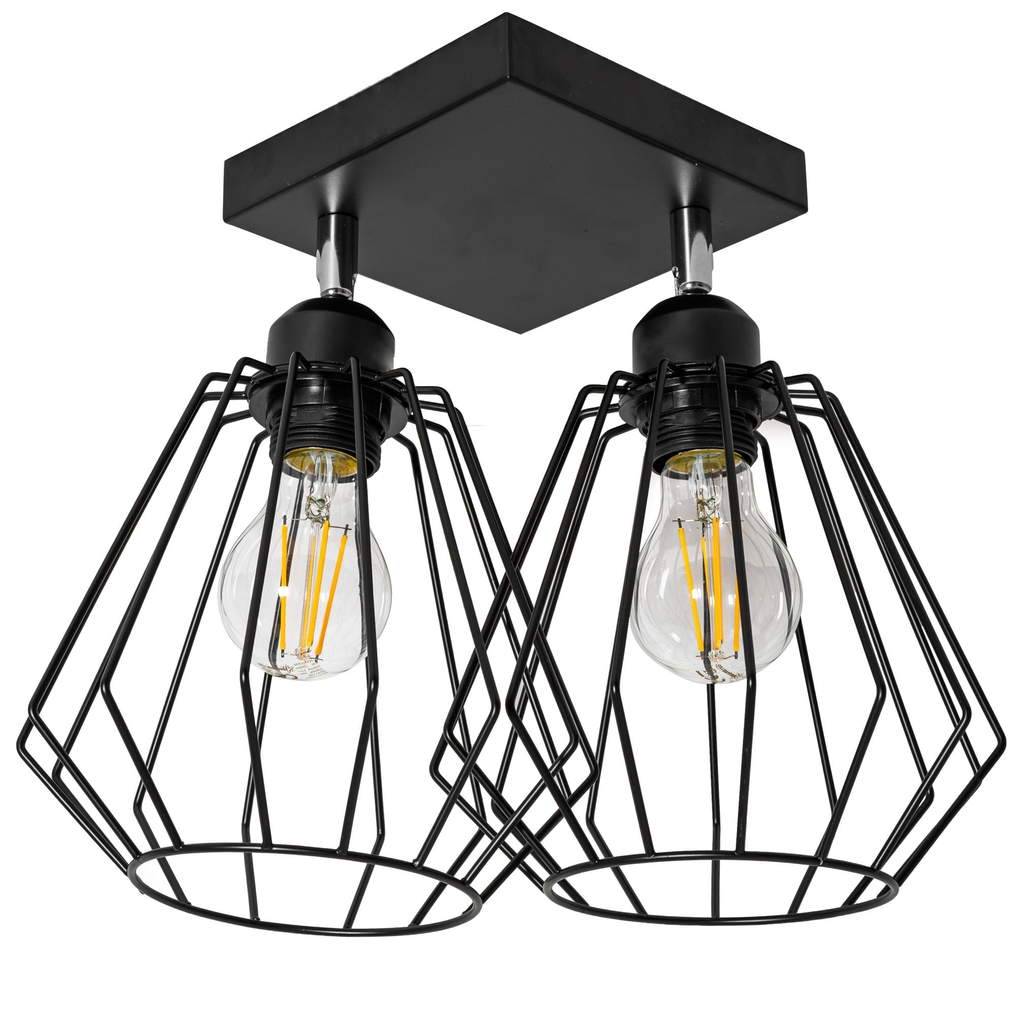 Lampa Sufitowa Wisząca Podwójna Plafon Metalowa 392194 Czarna