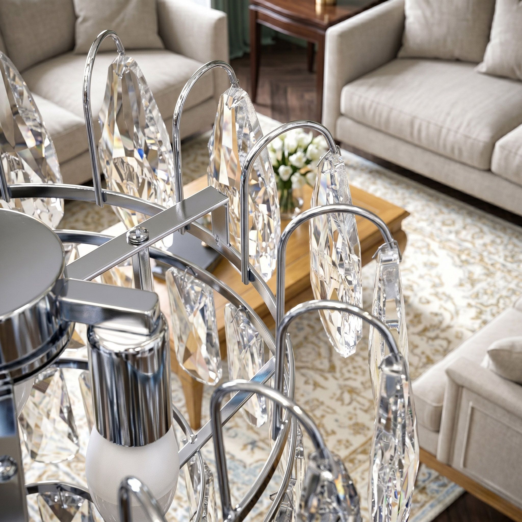 Lampa Wisząca Z Kryształami SWE077-CP 30cm Chrom 8