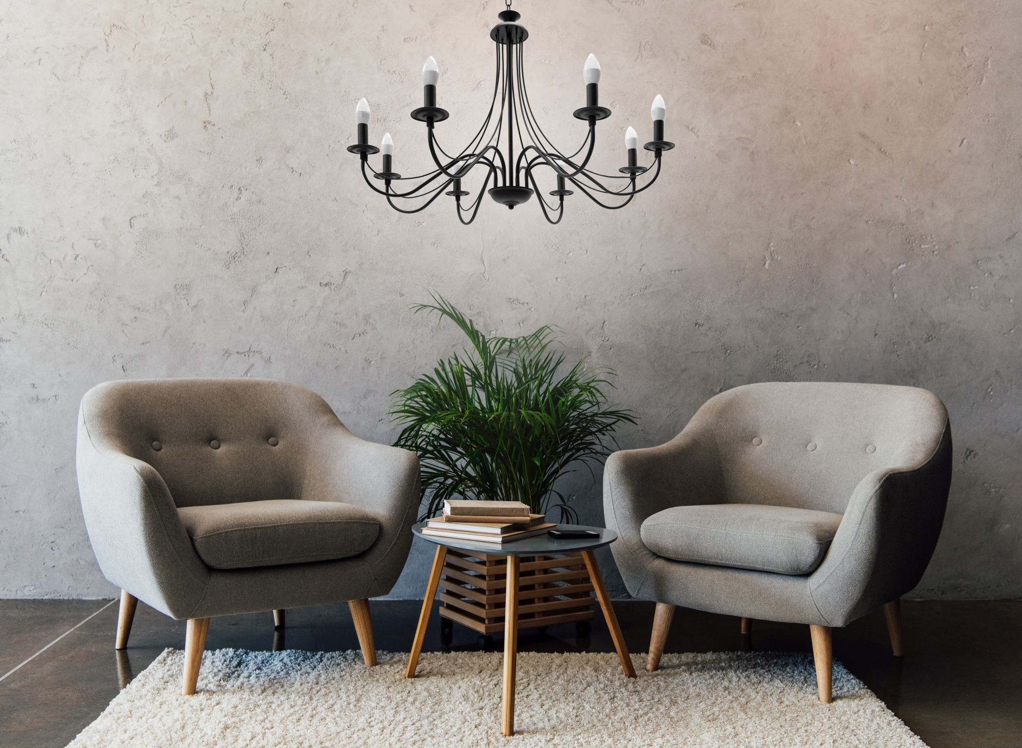 Lampa Sufitowa Wisząca Rustykalna APP648-8CP Czarna