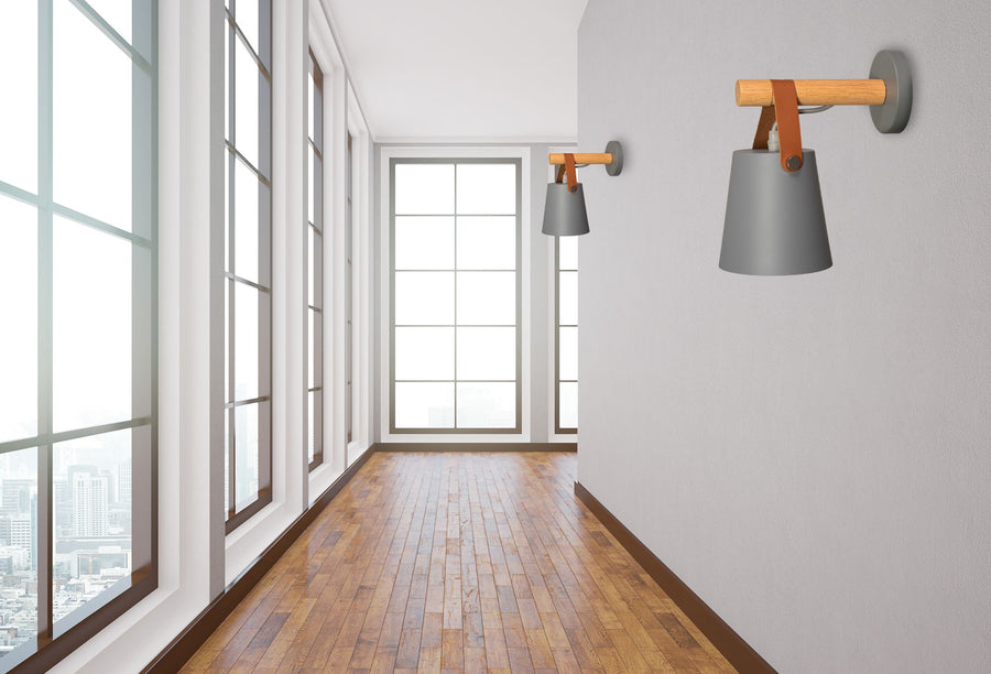 Lampa Kinkiet Ścienny Metalowy Z Paskiem Szary APP468-1W GREY