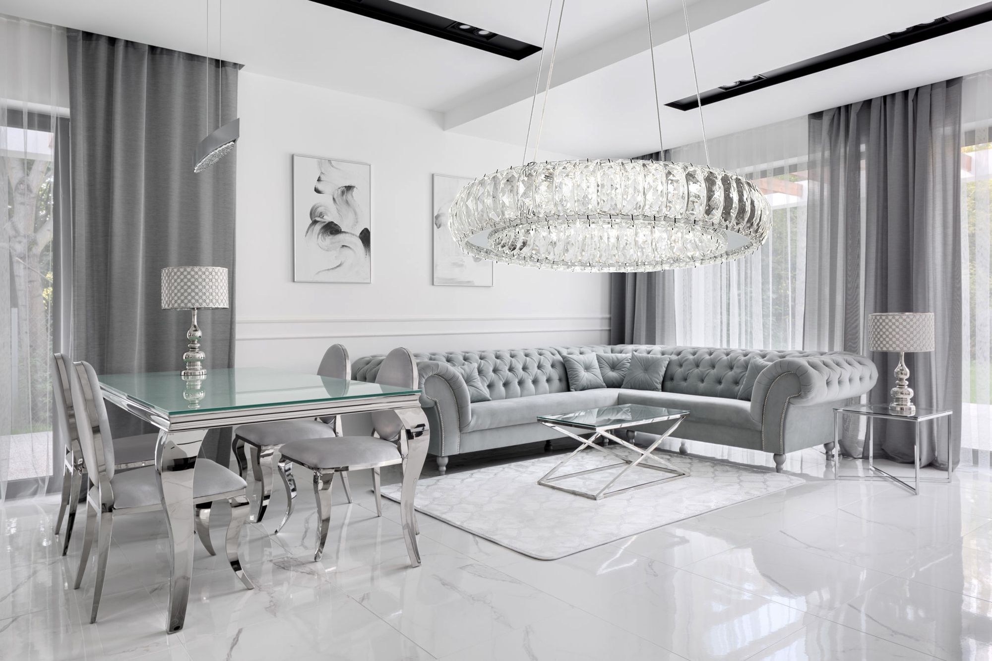 Kryształowa Lampa Sufitowa LED APP1040-CP + pilot