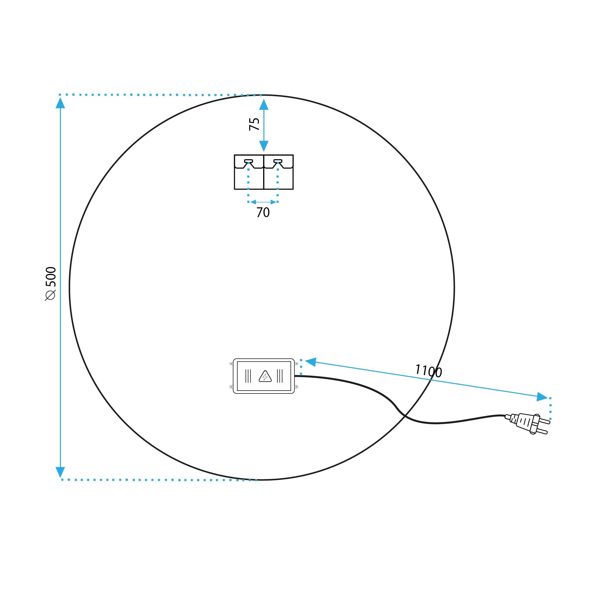 Lustro Ścienne Led 50cm Mmj Black 10
