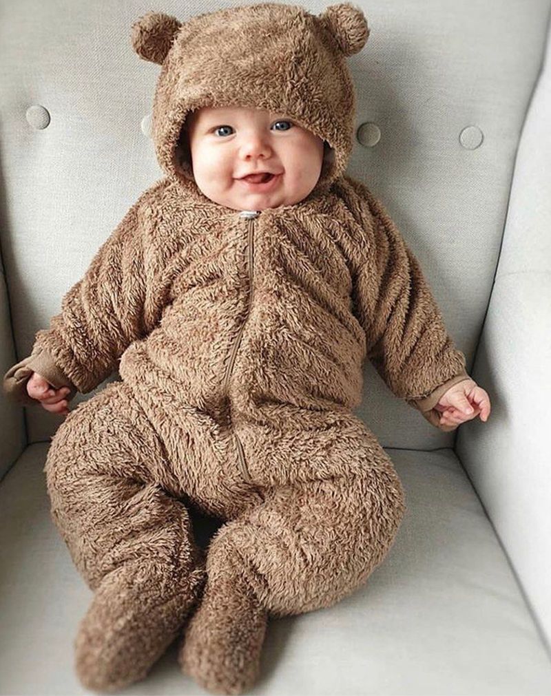 Kombinezon Dziecięcy Pluszowy Róż 3-6 m