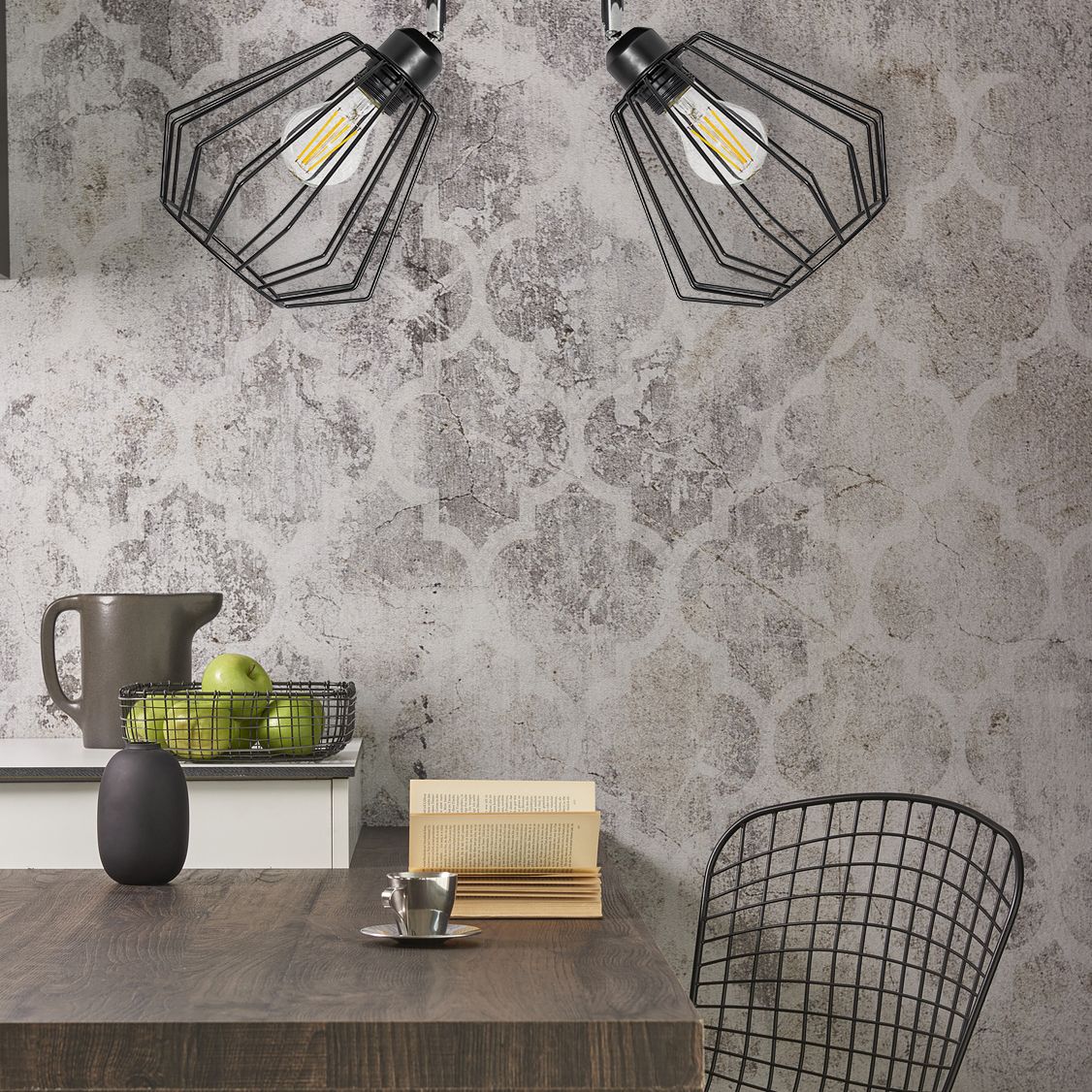 Lampa Sufitowa Wisząca Podwójna Plafon Metalowa 392194 Czarna