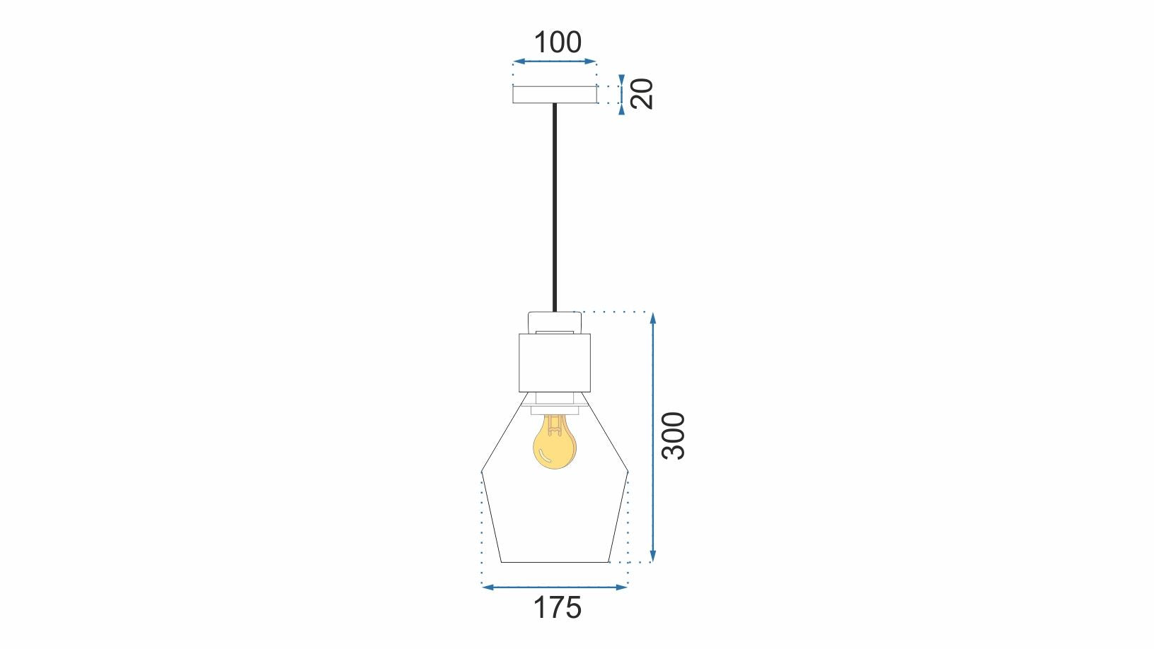 Lampa sufitowa szklana APP435-1CP szara