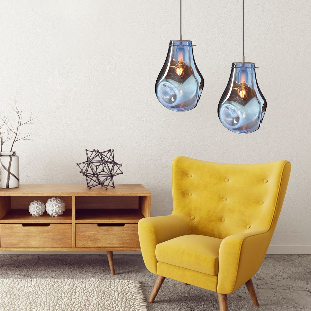 Lampa Sufitowa Wisząca Szklana APP327-1CP NIEBIESKA