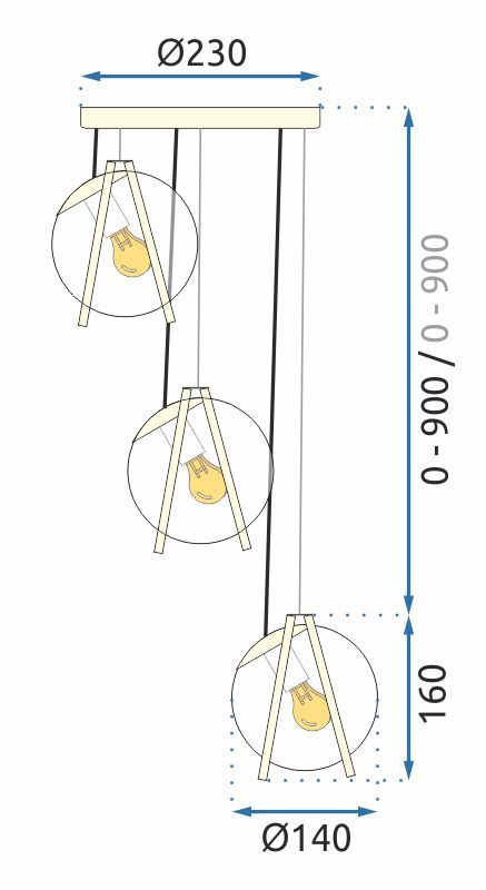 Lampa wisząca APP1091-3CP Złota