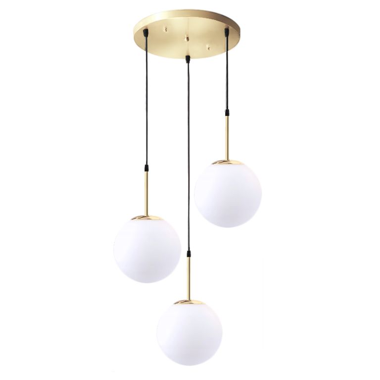 Lampa Wisząca Szklana Kula Mleczna APP656-3CPR Złota